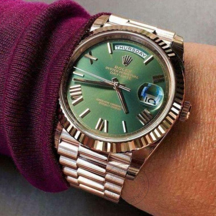RLX Watch Oyster Perpetual Day-Date Green Dial Metal Watch for Man RLX-OYSTER