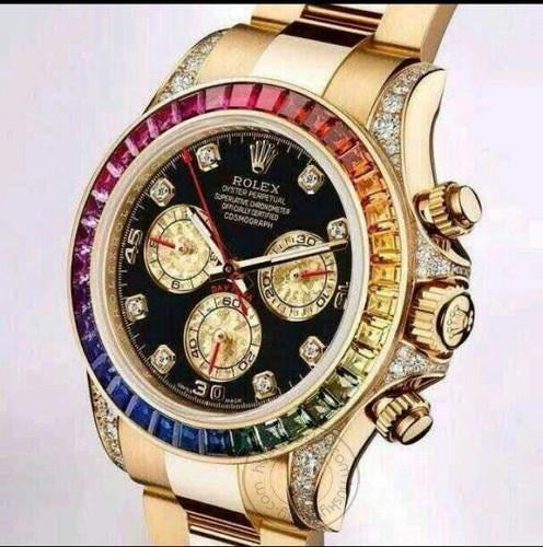 RLX Watch Rainbow Diamond Gold Metal Men's Watch RLX-Rainbow