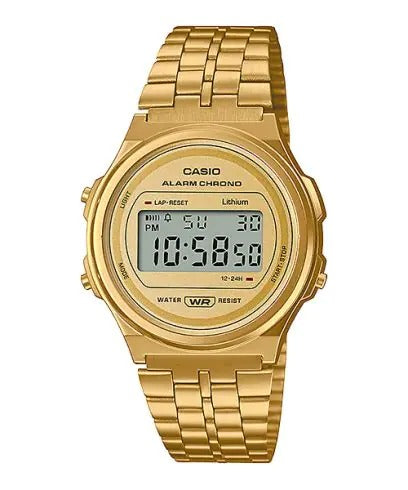 Casio Vintage Digital Men's Watch Casio A171WEG-9AEF Watch alarm timer light Gold stainless steel Strap- Best Gift Unisex young watch
