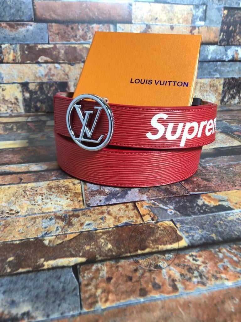 LV Red Supreme Leather Men's Women's LV-BLT-09 Waist Belt for Man