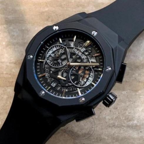 Hublot Classic Fusion Aerofusion Chronograph Orlinske All Black Rubber Strap Mens Watch HB525.OX.018.RX.ORL18