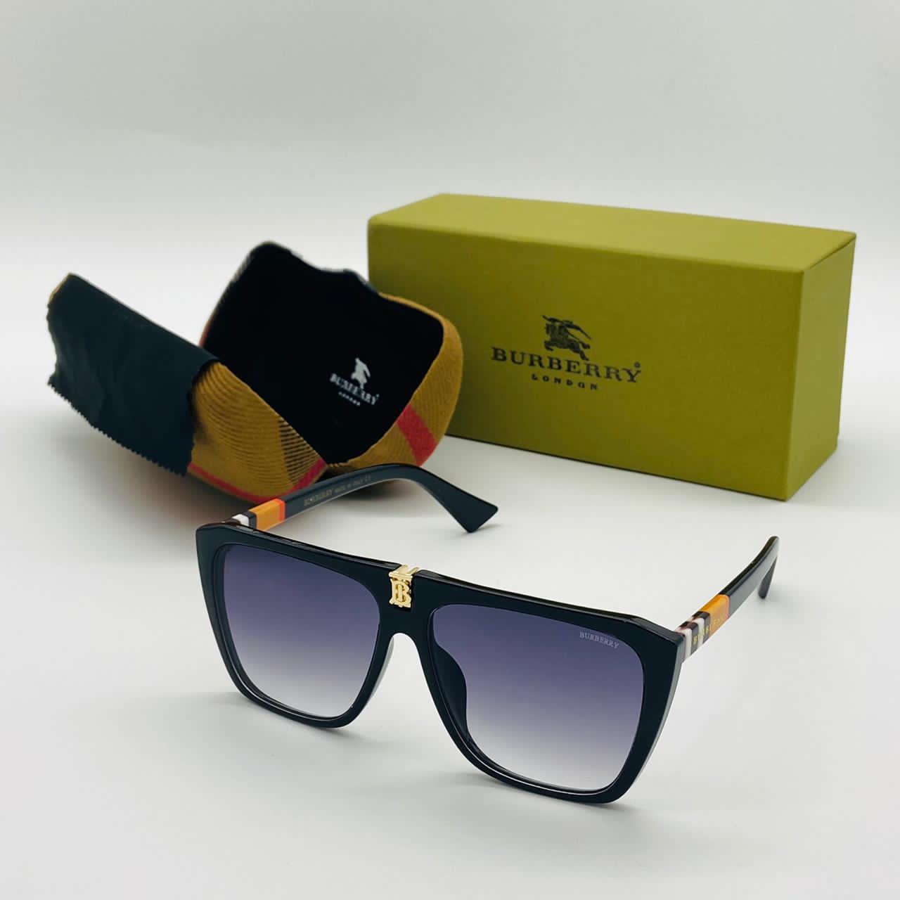 Burberry Branded Purple shade Glass Men's Sunglass For Man BB-90 Square Black Frame Sunglass Gift
