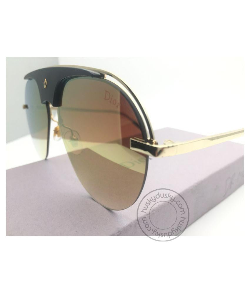 Dior Gold Color Glass Men's Sunglass For Man DR-Gold-Mir Gold Stick Frame Gift Sunglass