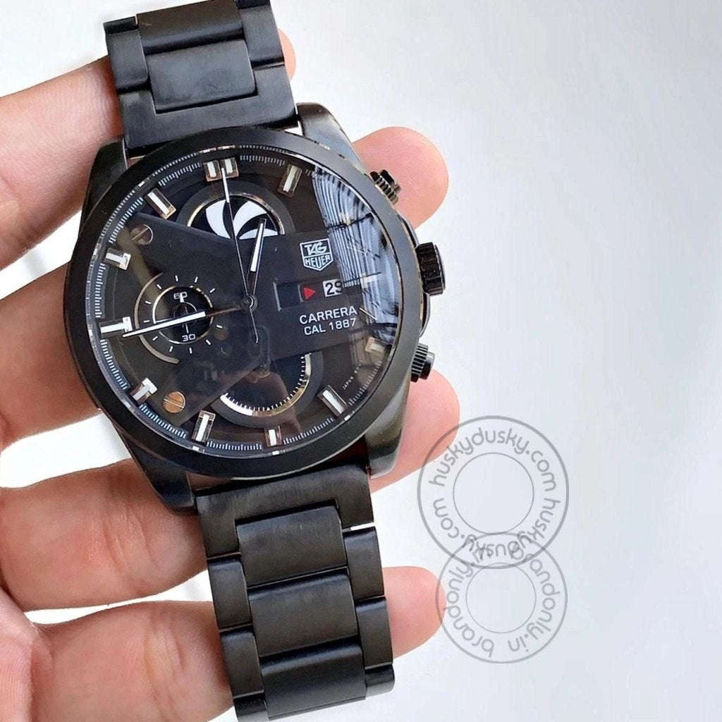 Tag Heuer GRAND CARRERA CR7 1887 Black Chronograph Multi Dial Stainless Steel TH-1888-B Men's Watch for Man - Gift