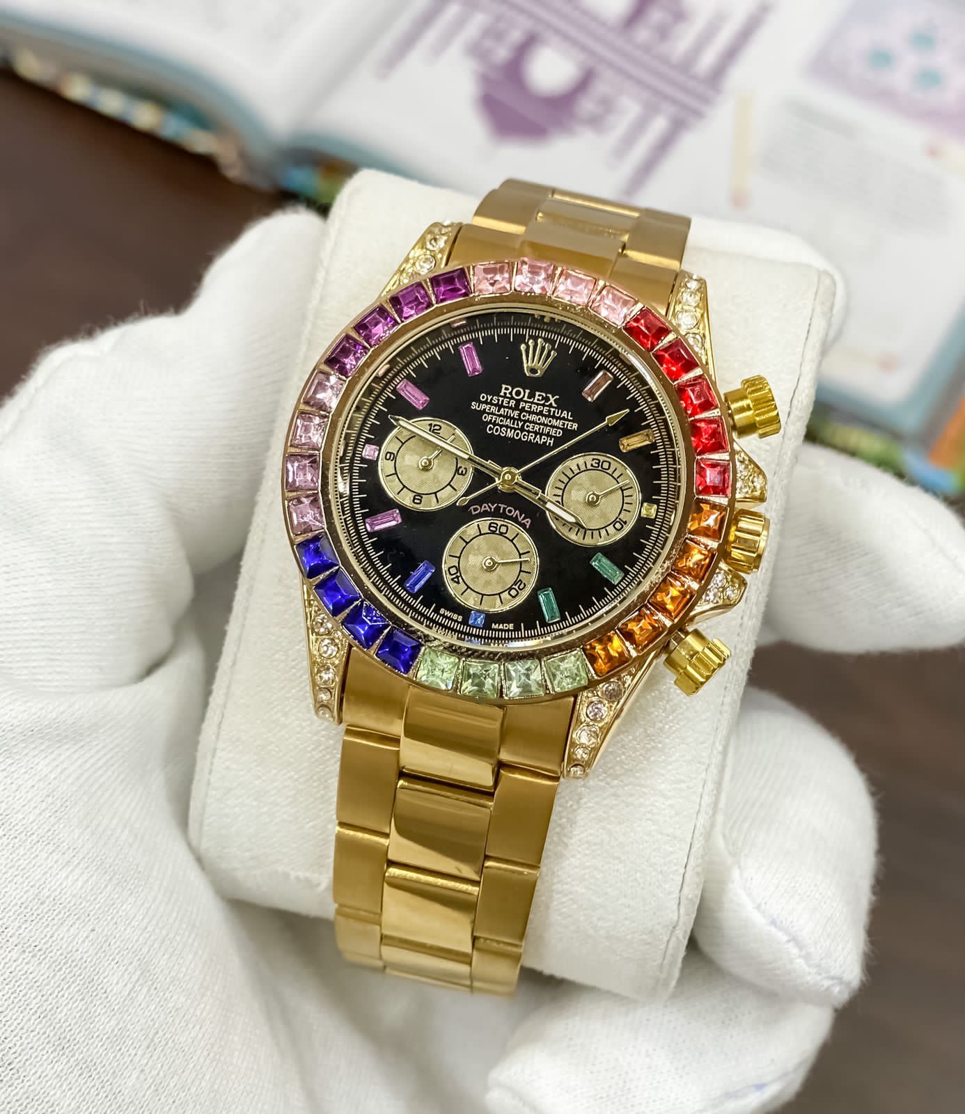 RLX Watch Rainbow Diamond Gold Metal Men's Watch RLX-Rainbow