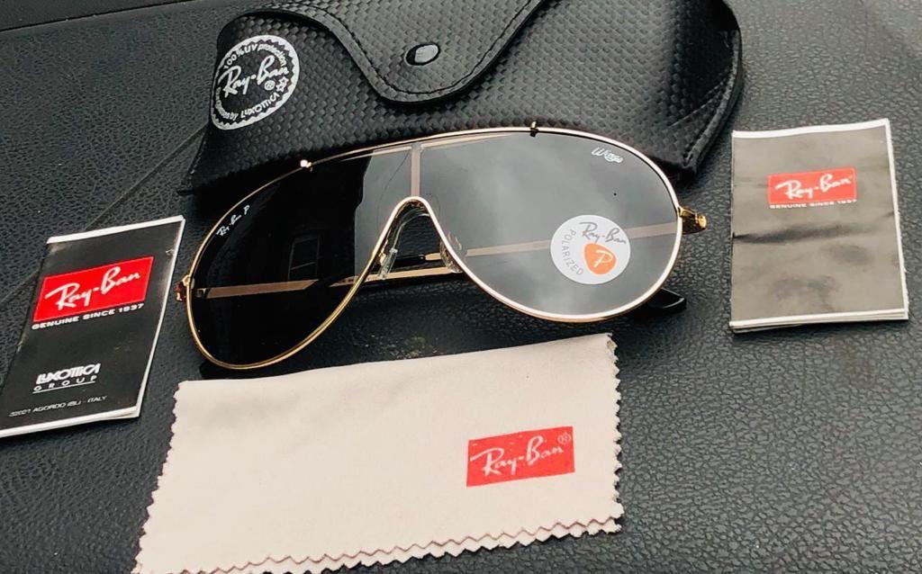 RayBan Vintage Wings Bausch Shape Frame Sunglass In Black Lens And Golden Frame Sunglass For Men's Women's Or Girls Sunglass - RB-B02 New Stylist Sunglass