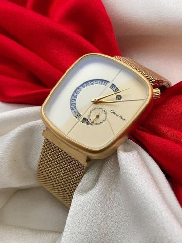 Calvin Klein CK Magnetic Clasp Gold White Dial Men's CK-GW Watch for Man or Woman Metal