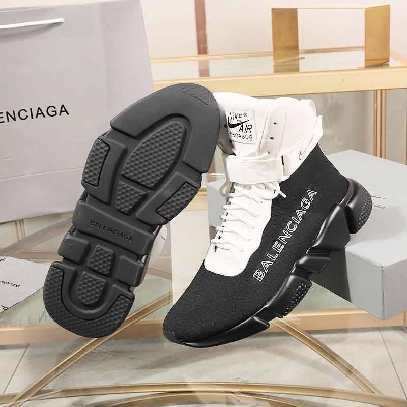 Nike Air Balenciaga High Top White Black Shoe Balenciaga-Speed