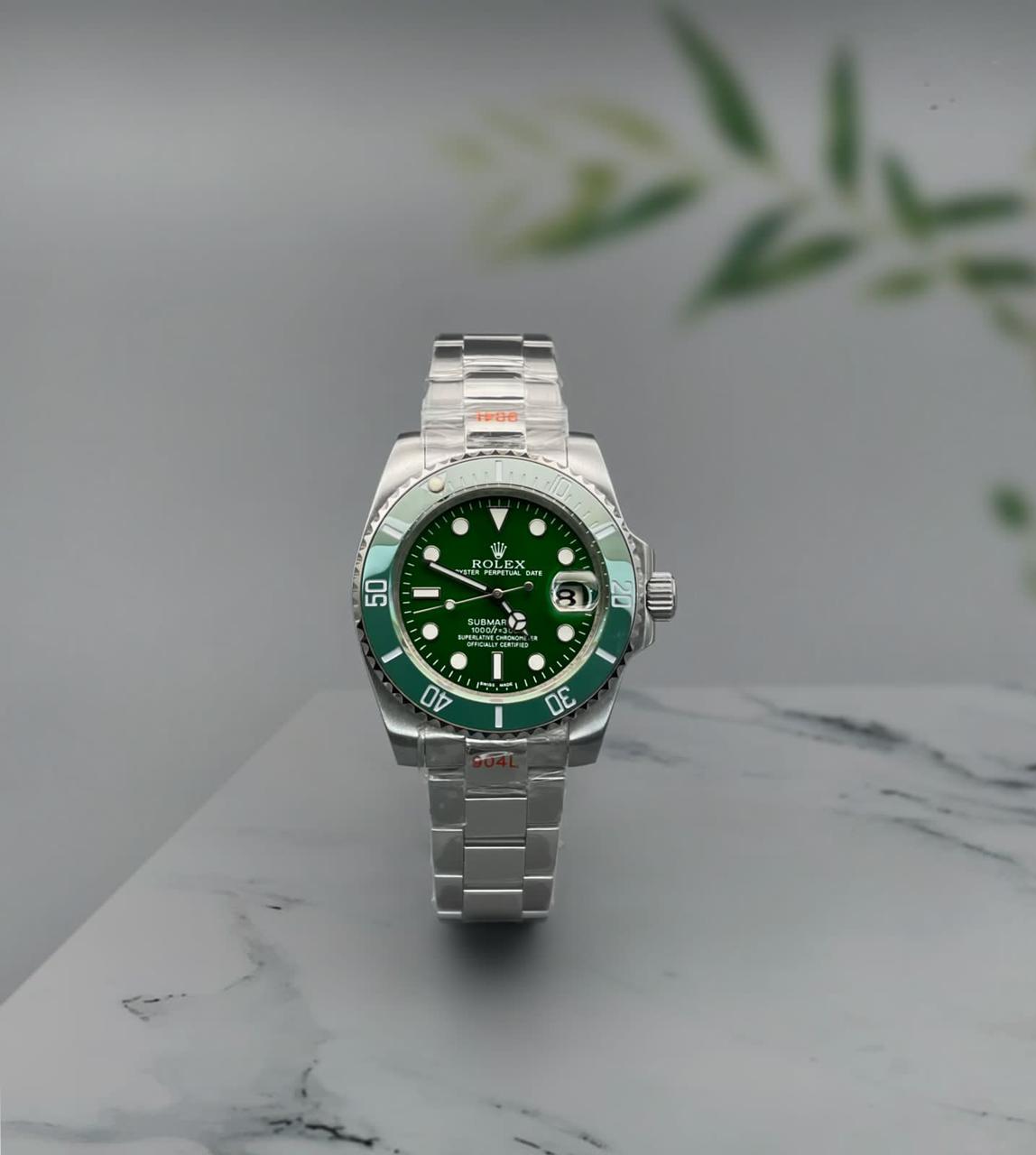 Silver Stainless Steel Strap Watch For men With Green Dial Gift Watch RLX-116610-LV