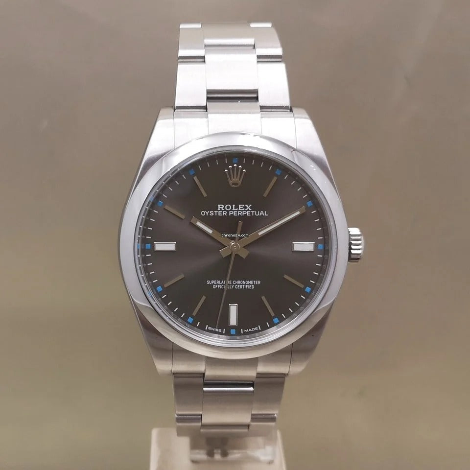 Oyster Perpetual Silver Brown Dial Swiss Automatic Watch With Stainless Steel Strap Watch For Men's RLX-11430B_Best For Formal Look