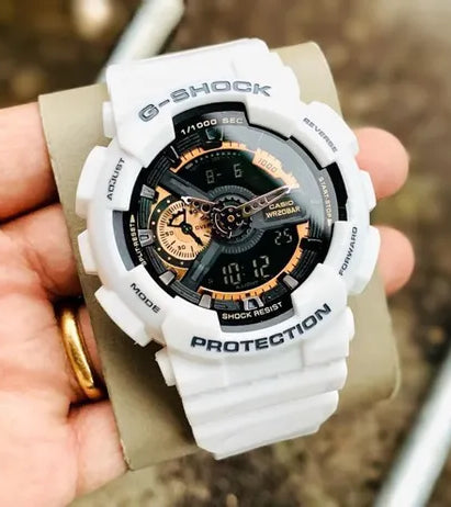 Casio G-Shock Analog-Digital G shock White Gshock Black Dial Mens