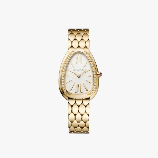 Bvlgari Branded Analog Watch With Gold Color Metal Case & Strap Watch With Designer Strap Watch For Girl Or Woman-Best Gift Date Watch- BV-103147