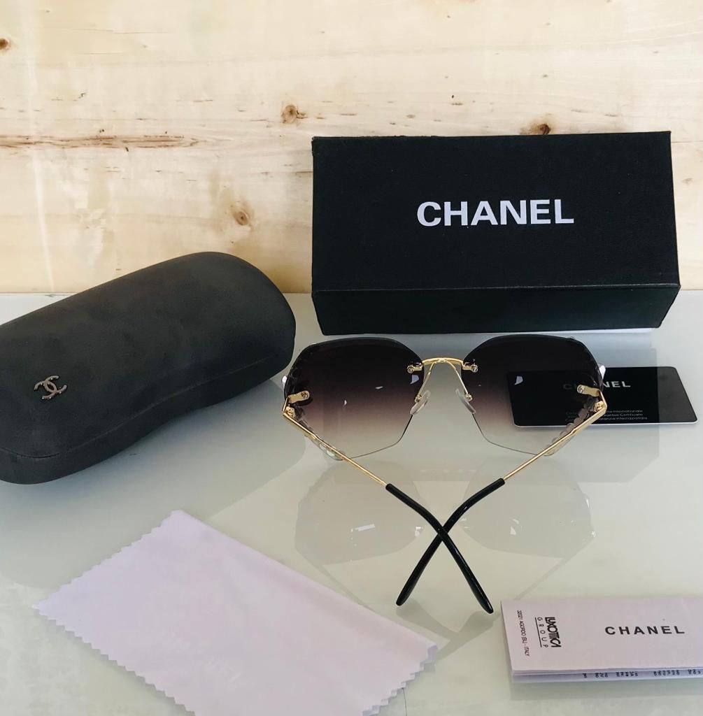 Chanel Fashionable And Elegant Anti Ultraviolet Round Face Slim Rhinestone Sunglasses In Coke Brown Lens Versatile Sunglasses for Women's or Girls - Diamond inlaid Korean Sunglass CHA-7812