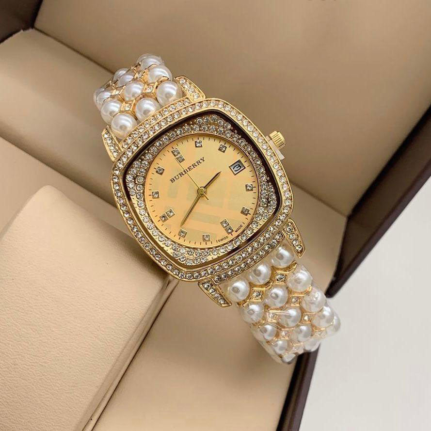 BB Women's Watch Heritage Gold Diamond Dial And Case With Dated Swiss Rare 38mm Unisex Women Wrist Watch - BB-9043
