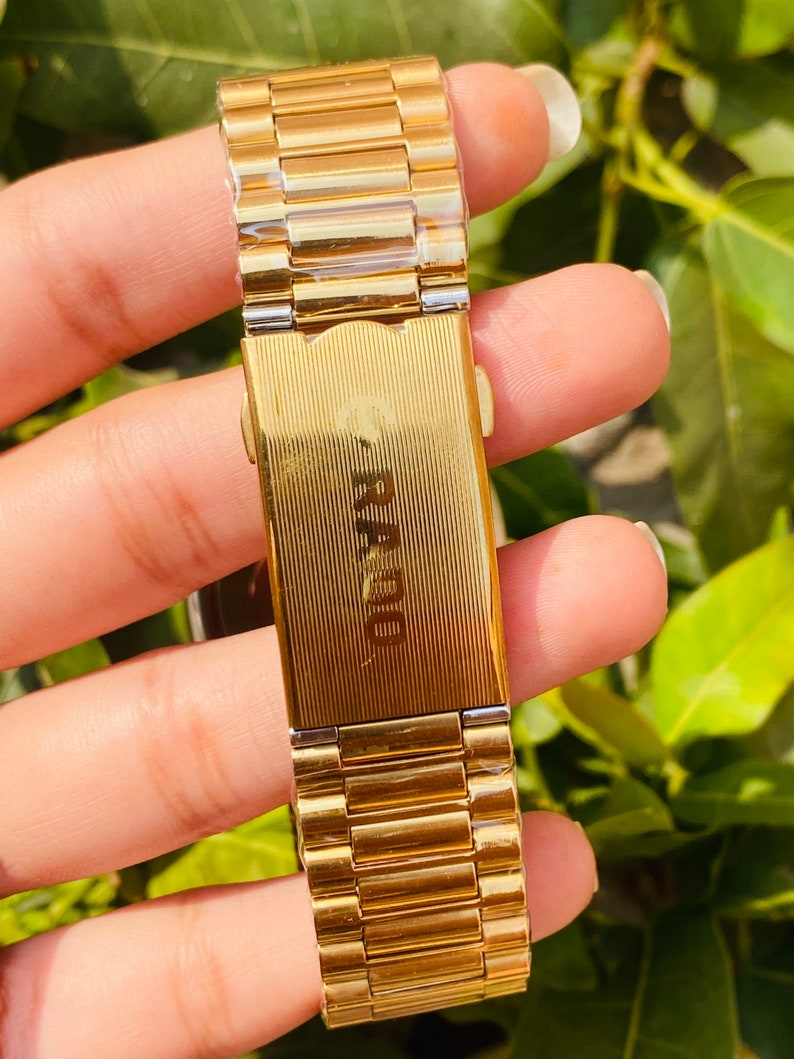 Rado Round Diastar R12413075-5 Automatic Analog Gold Strap Date Men's Watch With Black Dial Classic Formal Party Wear for Men's