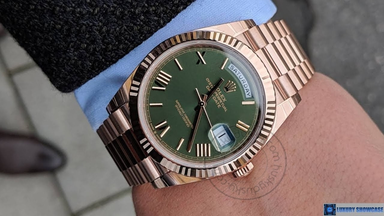 RLX Watch Oyster Perpetual Day-Date Green Dial Metal Watch for Man RLX-OYSTER