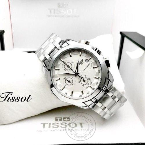 Tissot Chronograph Silver White Metal Formal Casual Men's Watch TS-SS01