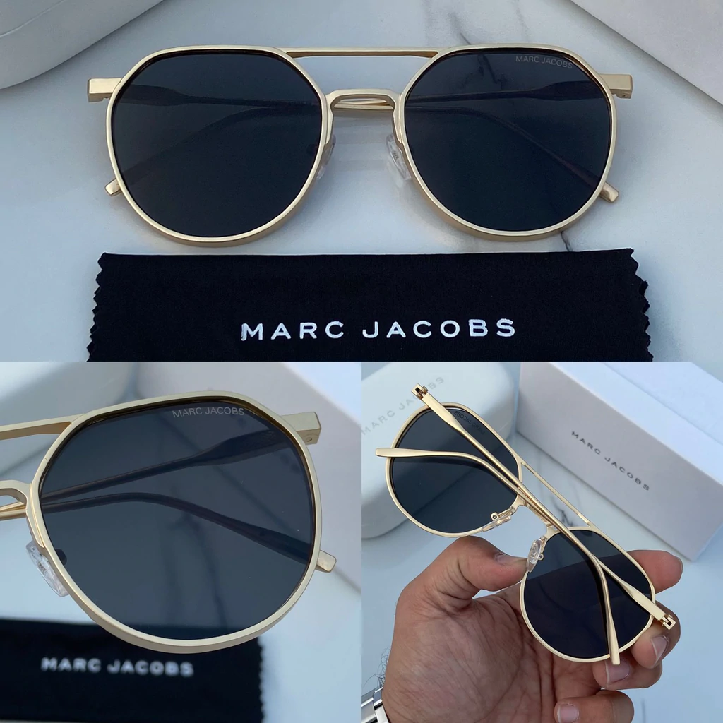 Marc Jacobs Latest Design Heavy Material Black Shade With Golden Frame Sunglass For Men's MJ-112