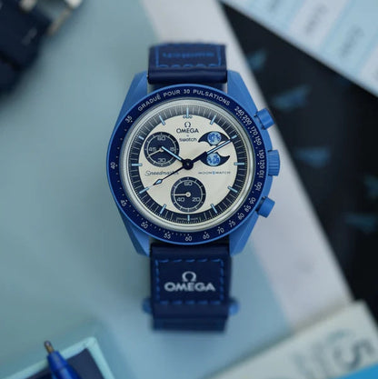 Swatch x Omega Blue & White Dial with Blue Case/Blue Strap Bioceramic Moonswatch Mission to Mercury OG-1033