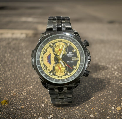 Casio Edifice Men's Chronograph Watch with Black Metal Strap and Black/Gold Dial CED-001