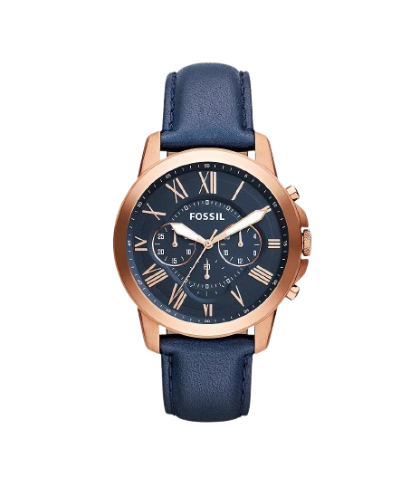 Fossil Chronograph Blue Dial Leather Men's Watch For Man - Fs4835 (Best Gift For Man)