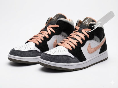 Nike Air Jordan 1 Mid Peach Mocha Shoes For Man White Black Pink Shoes DH0210-100