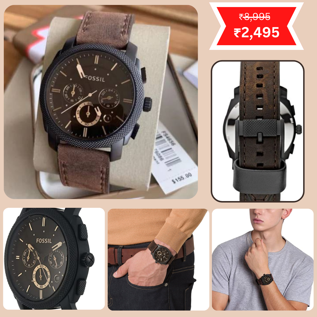 Fossil Machine Chronograph Brown Dial Men's Watch, Formal & Casual Look- FS4656 (Best Gift For Man)