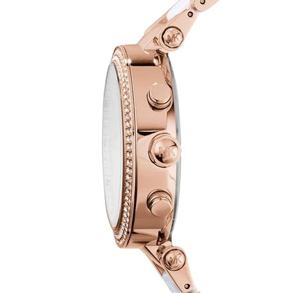 MK Parker Chronograph White Womens Watch For Girl Or Woman MK-5774 Diwali Festive Sale