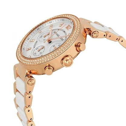 MK Parker Chronograph White Womens Watch For Girl Or Woman MK-5774 Diwali Festive Sale