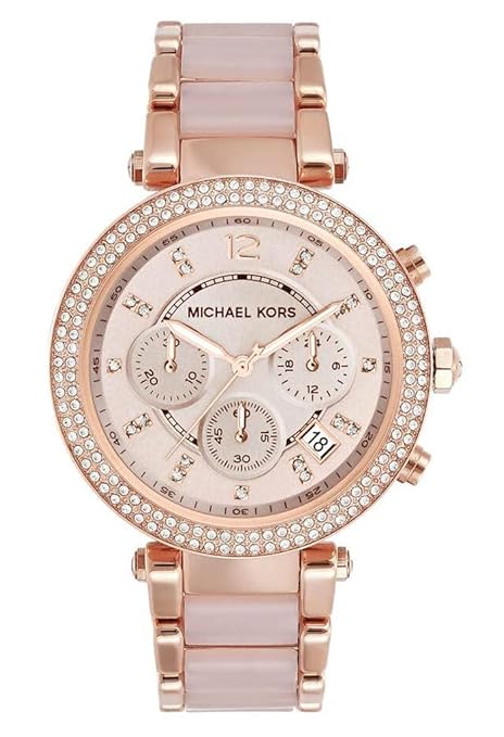 MK Rose Gold Dial Women's Watch For Girl Or Woman Mk5896 Two-Tone Strap Best Gift Watch