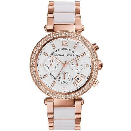 MK Parker Chronograph White Womens Watch For Girl Or Woman MK-5774 Diwali Festive Sale