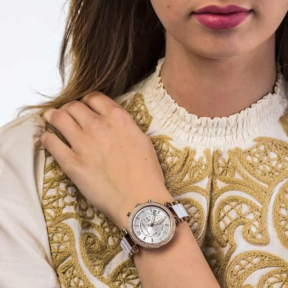MK Parker Chronograph White Womens Watch For Girl Or Woman MK-5774 Diwali Festive Sale