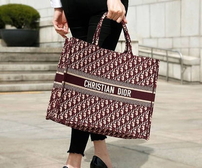 Christian Dior Women Fashion Western Style Tote Elegant One Burgundy Printed In Stylist Color With Brand Dust Cover And For Women's Or Girls Bag - Best Casual Use Bag DR-CH-9090