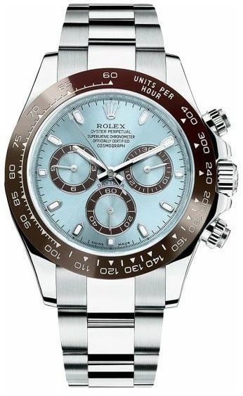 Rolex Trendy Chronograph Automatic Daytona Silver Blue Metal Men's Watch for Man RLX-BLUE-DIAL-AUTO