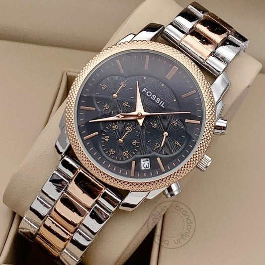Fossil Branded Multi Color Strap Chronograph Women's Watch Es-2545 For Woman Or Girl Black Dial Date Gift Watch