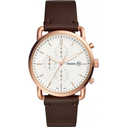 Fossil Chronograph White Dial with Leather Strap Watch for Men FS-5402