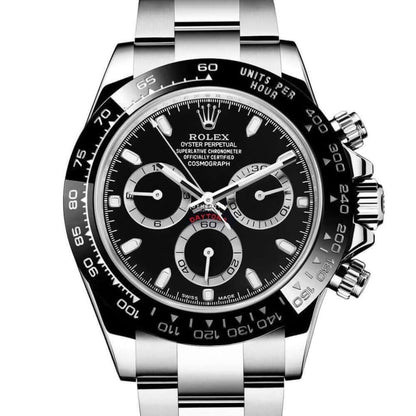 Cosmograph Daytona Black Dial Silver Strap PVD Watch Gift Top Quality RLX-126611-LN