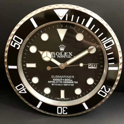 Rolex Wall Clock Black Case & Black Dial Quartz Analog Metal Art Wall Clock Luminous Function Metal RLX-WC-808