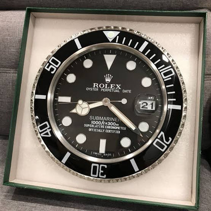 Rolex Wall Clock Black Case & Black Dial Quartz Analog Metal Art Wall Clock Luminous Function Metal RLX-WC-808