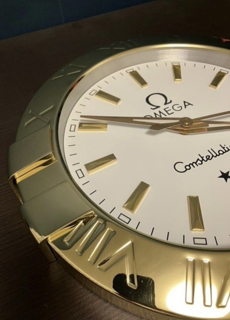 Omega Wall Clock Quartz Analog Gold Case With White Dial Clock OG-WC-900