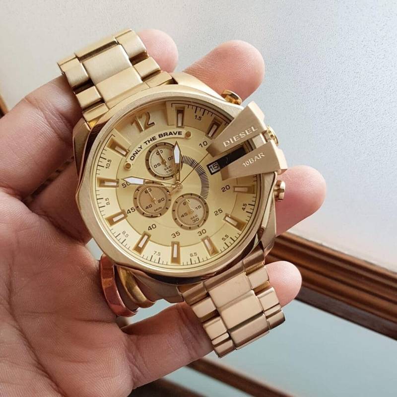 Diesel Mega Chief Chronograph Full Gold Men's Watch For Man Dz4360 Gift