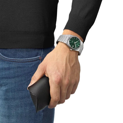 Tissot PRX Powermatic 80 Green Dial Silver Steel Strap Watch for Men - TS-4104