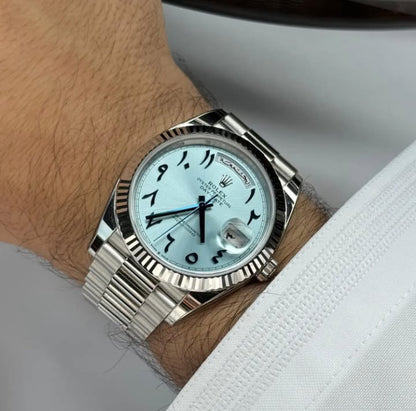 Day-Date 40 Platinum Ice Blue Arabic Dial-RLX-AB