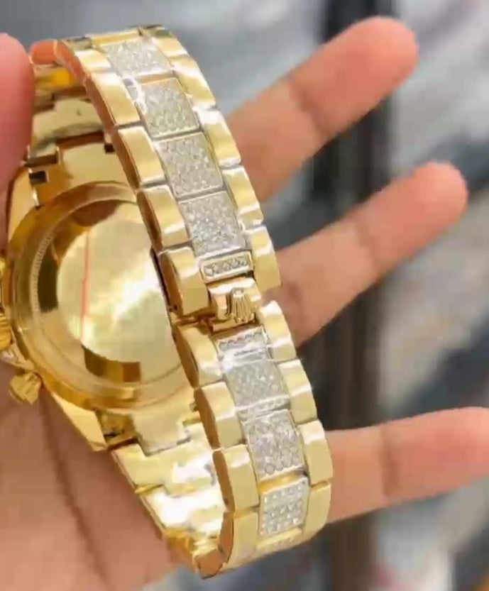 RLX Diamond Set - Eye of the Tiger Watch With Gold Color For Men's And Women's-Rlx-Tiger-4041