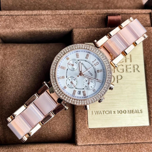 MK White Dial Women's Watch For Girl Or Woman MK-9932 Two-Tone Strap Best Gift Watch