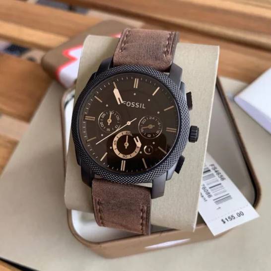 Fossil Machine Chronograph Brown Dial Men's Watch, Formal & Casual Look- FS4656 (Best Gift For Man)