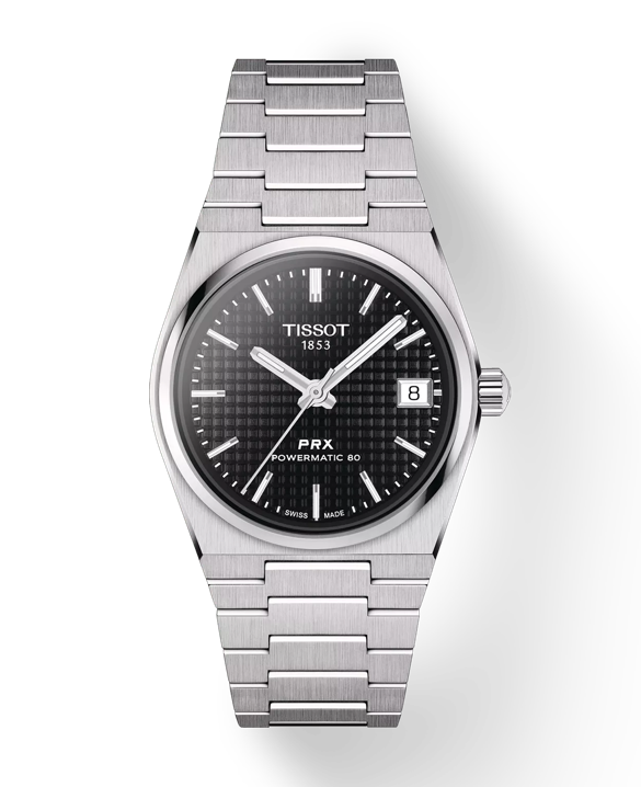 Tissot PRX Powermatic 80 Black Dial Silver Steel Strap Watch for Men - TS-4102