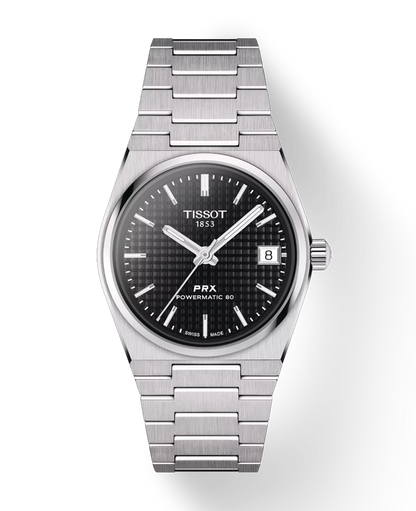 Tissot PRX Powermatic 80 Black Dial Silver Steel Strap Watch for Men - TS-4102