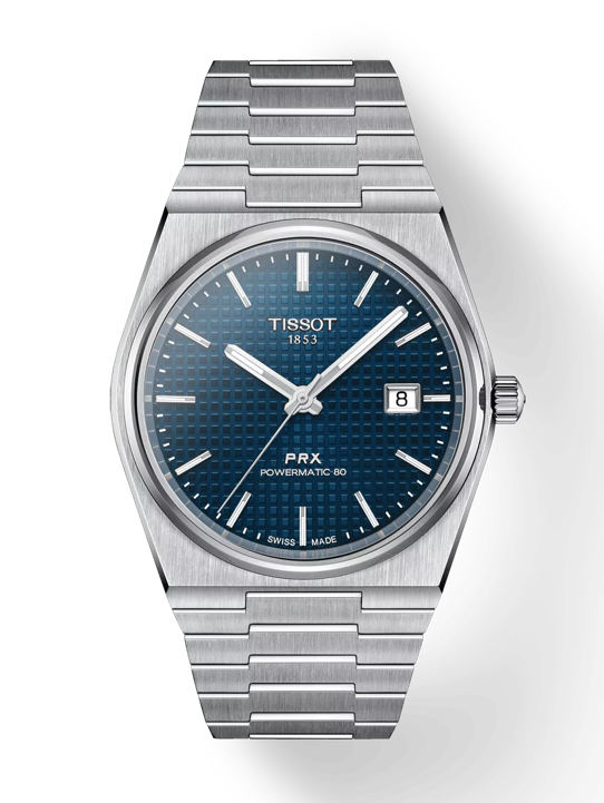 Tissot PRX Powermatic 80 Blue Dial Silver Steel Strap Watch for Men - TS-4103