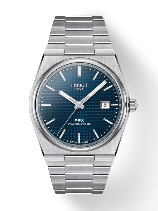 Tissot PRX Powermatic 80 Blue Dial Silver Steel Strap Watch for Men - TS-4103